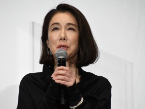 映画『天外者』公開記念舞台挨拶に出席した筒井真理子