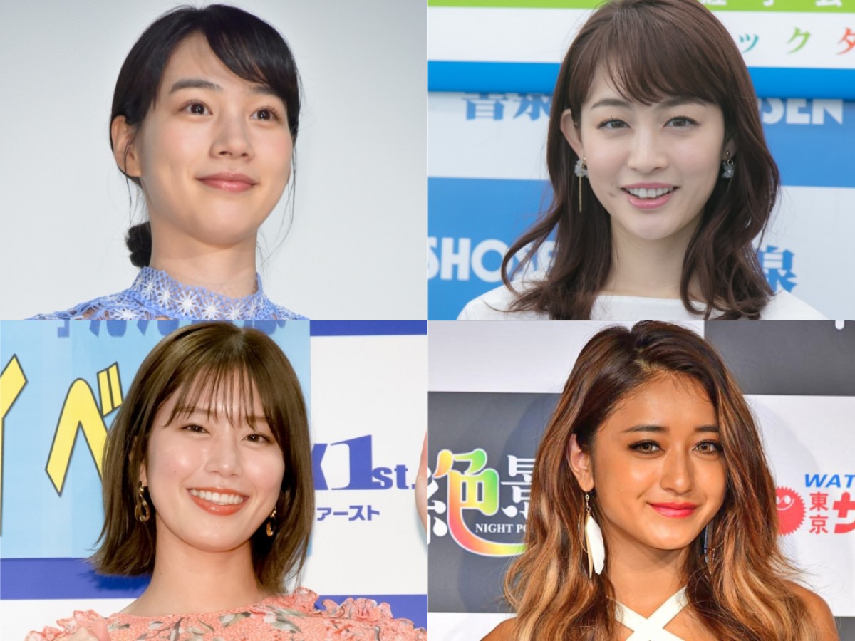 (左上から時計回りで)のん、新井恵理那、みちょぱ、稲村亜美