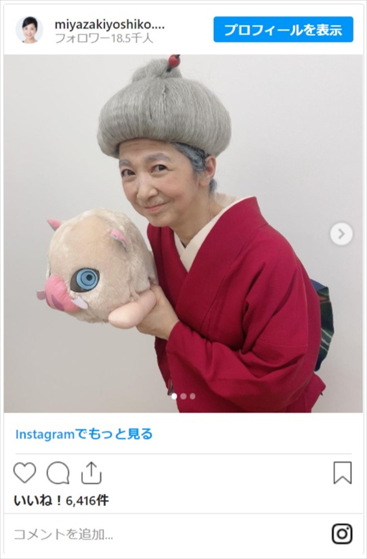 宮崎美子、『鬼滅の刃』“珠世さん”コスプレ　無限列車乗車ショットに反響