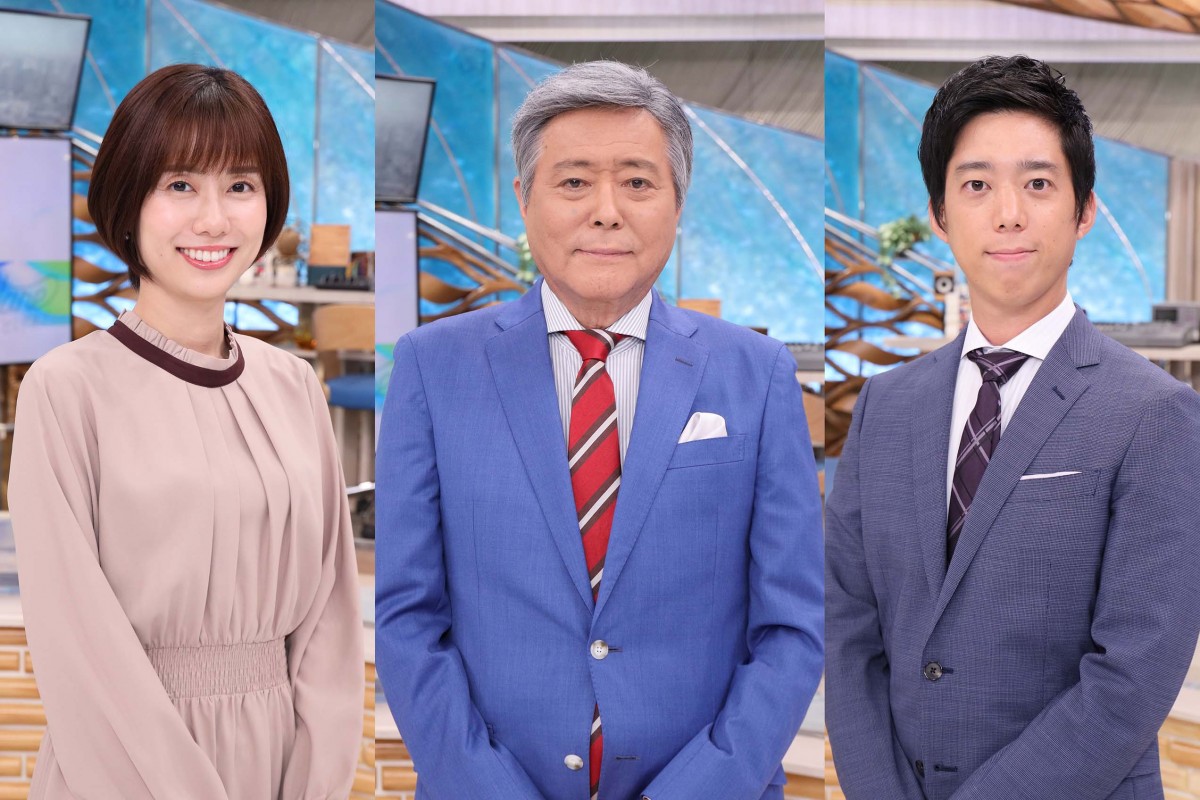 『とくダネ!』メーンキャスター(左から)山崎夕貴、小倉智昭、立本信吾