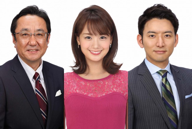 『めざましテレビ』メーンキャスター陣(左から)三宅正治、井上清華、生田竜聖