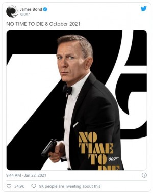 映画『007／ノー・タイム・トゥ・ダイ』10月8日世界公開へ　※「James Bond」公式ツイッター