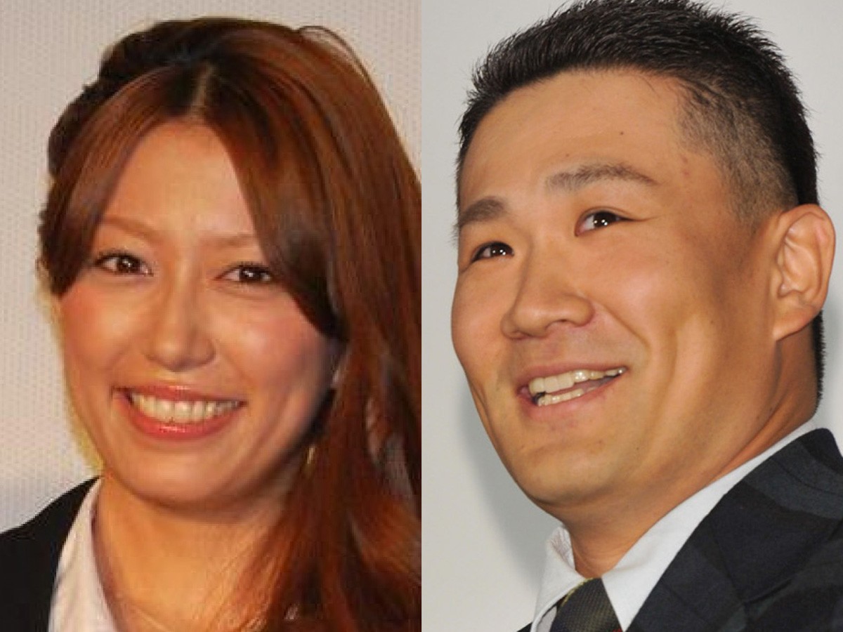 (左から)里田まい、田中将大投手