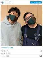 衣装とおそろい！　ミキ、兄弟おそろいの“西陣織”コラボマスク　※「昴生（ミキ）」インスタグラム