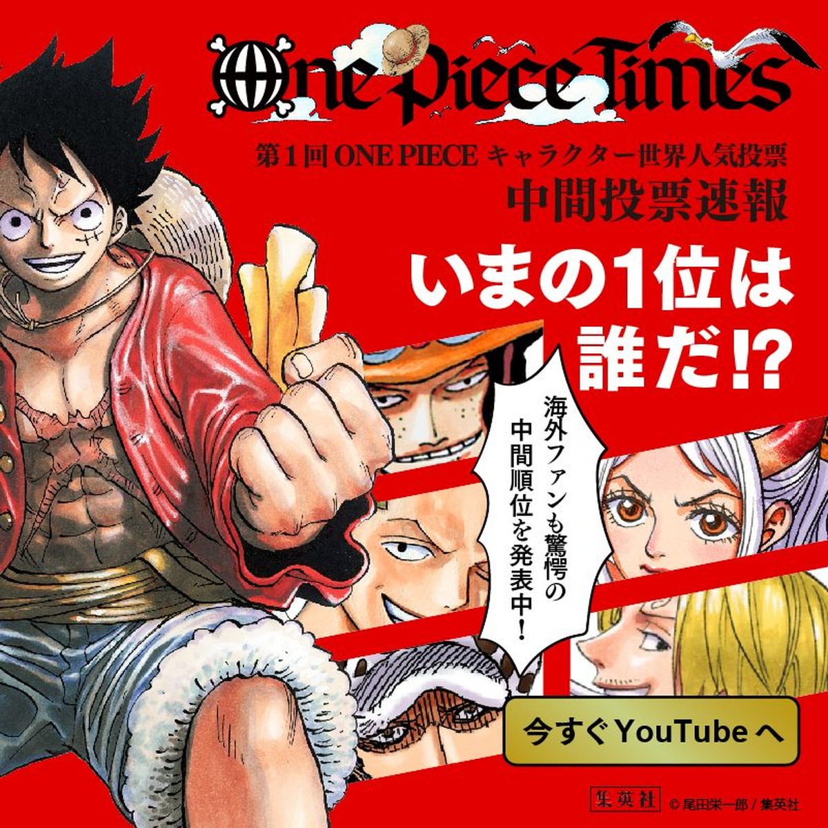 『ONE PIECE』世界人気投票、中間1位はルフィ　ゾロ人気のエリアも多数