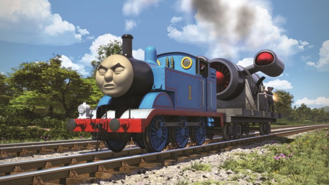 トーマス機関車 戦車 ロケット オブジェ 目が動く不思議な空間 家/倉庫 要塞 レトロゲーム】屋上遊園地にある 機関車トーマスにのってみたw