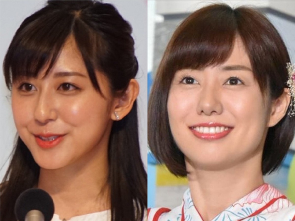(左から)テレビ朝日・斎藤ちはるアナ、フジテレビ・山崎夕貴アナ