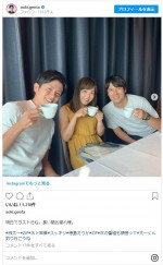 青木源太アナ、元同僚の水卜麻美アナ、桝太一アナと3ショット　※「青木源太」インスタグラム