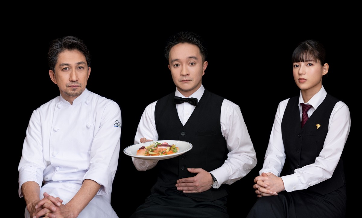 ドラマ『シェフは名探偵』主要キャスト陣(左から)神尾佑、濱田岳、石井杏奈