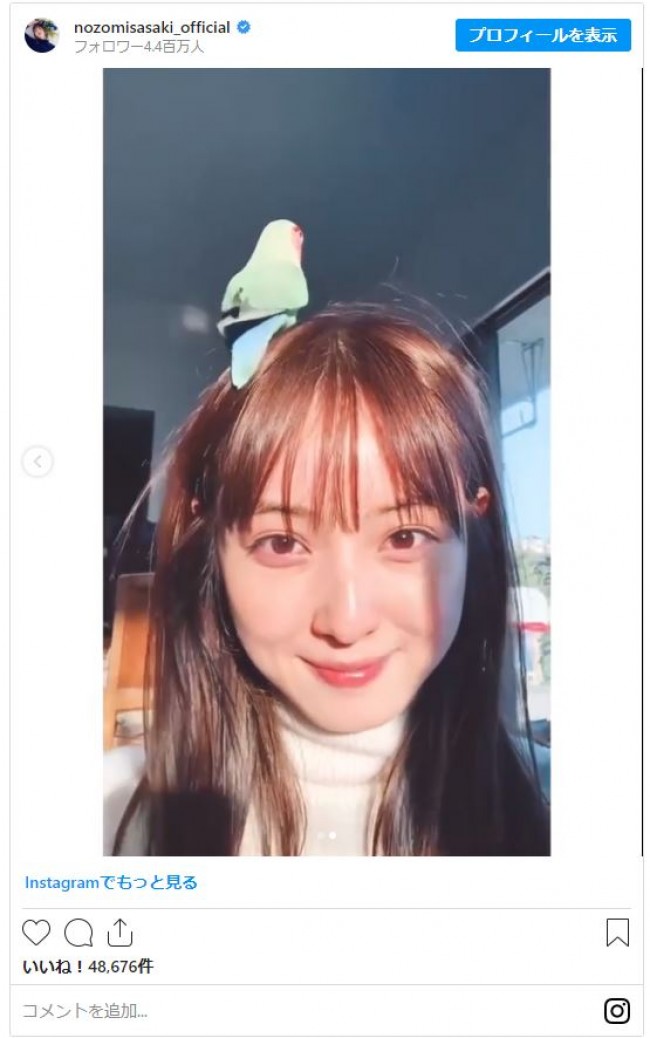佐々木希 なんて可愛いの 小鳥を頭に乗せてニッコリ ファン あなたが1番可愛い 21年4月2日 写真 クランクイン