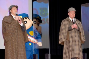 『映画クレヨンしんちゃん 謎メキ！花の天カス学園』完成披露試写会に登場したチョコレートプラネット