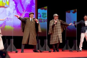 『映画クレヨンしんちゃん 謎メキ！花の天カス学園』完成披露試写会に登場したチョコレートプラネット