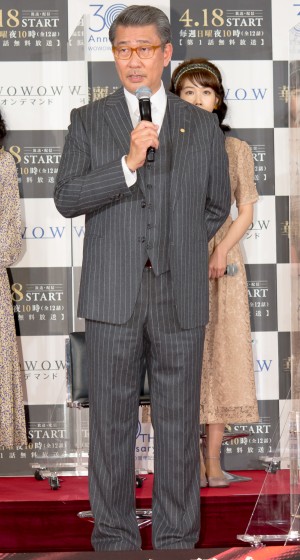 『連続ドラマW 華麗なる一族』記者発表会に登場した中井貴一