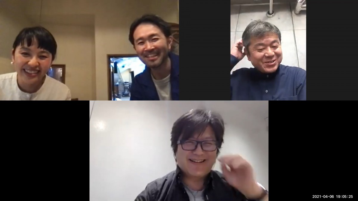 「うえだ子どもシネマクラブ」の取り組みライブ配信トークイベントより(上段左から)直井恵さん、原悟さん、北條誠人さん(下段)青木基晃さん