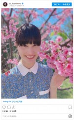 橋本愛、桜バックに前髪重めショット　※「橋本愛」インスタグラム