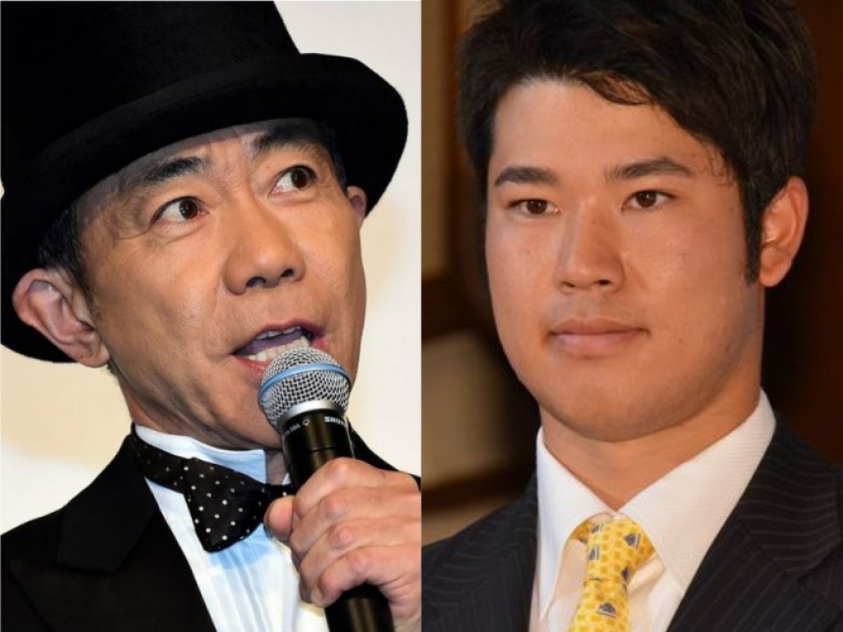 (左から)木梨憲武、松山英樹