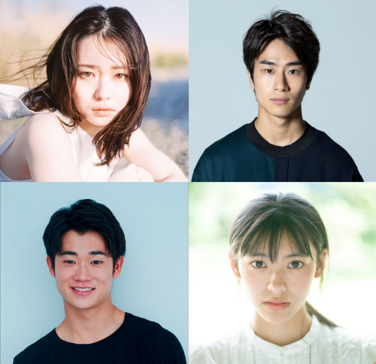映画『彼女が好きなものは』追加キャスト陣(上段左から)山田杏奈、前田旺志郎、(下段左から)三浦獠太、池田朱那