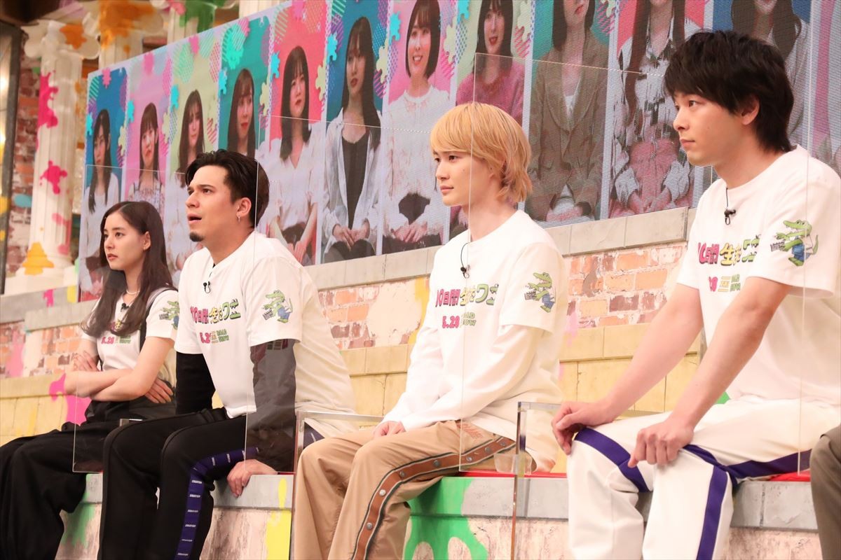 『VS魂』に出演する映画『100日間生きたワニ』チーム(左から)新木優子、木村昴、神木隆之介、中村倫也