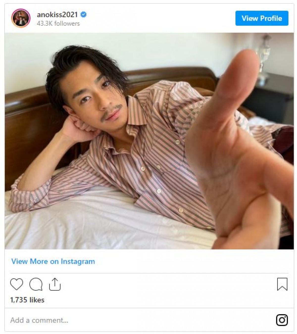 三浦翔平、ベッドの上で「おいで」　男の色気漂うショットに「キュン死」の声