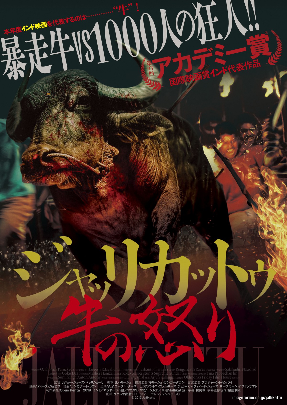 暴走牛vs1000人の狂人　テンションMAXの牛追いインド映画『ジャッリカットゥ 牛の怒り』予告＆場面カット解禁
