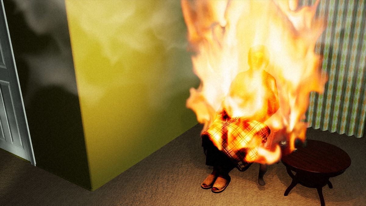 人の体から自然に炎が燃え上がる?(CG画像) 『ダークサイドミステリー 超常事件簿 人体の不思議であぶない物語』より