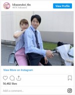 川口春奈＆向井理、“アオハル”感あふれる2人乗りショット　※『着飾る恋には理由があって』公式インスタグラム