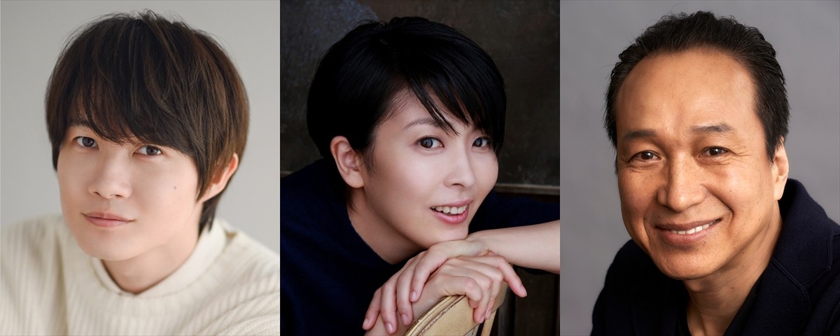 舞台『パ・ラパパンパン』に出演する（左から）神木隆之介、松たか子、小日向文世