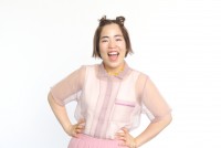 新キャラクター「ヴァル」をイメージしたという髪型で取材に応じるゆりやんレトリィバァ