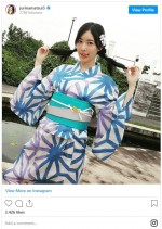 松井珠理奈、おさげ髪で涼しげな浴衣姿　※「松井珠理奈」インスタグラム