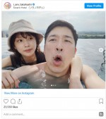 高橋愛、夫・あべこうじとプールへ　※「高橋愛」インスタグラム