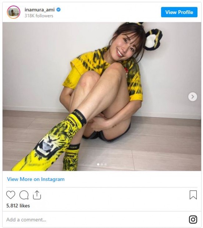 写真）稲村亜美、全身トラ柄の“タイガース”コーデ披露 「めっちゃ