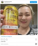 丸山桂里奈、晩酌で“ゲキ酔い”中の姿　※「丸山桂里奈」インスタグラム