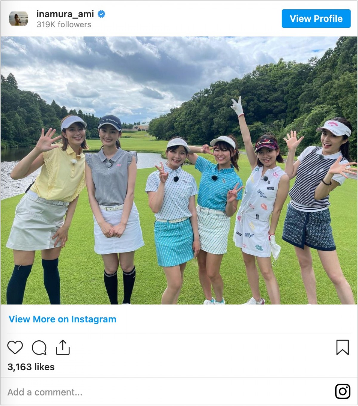 稲村亜美ら、ゴルフ女子6人ずらり「美女ばかり」と反響