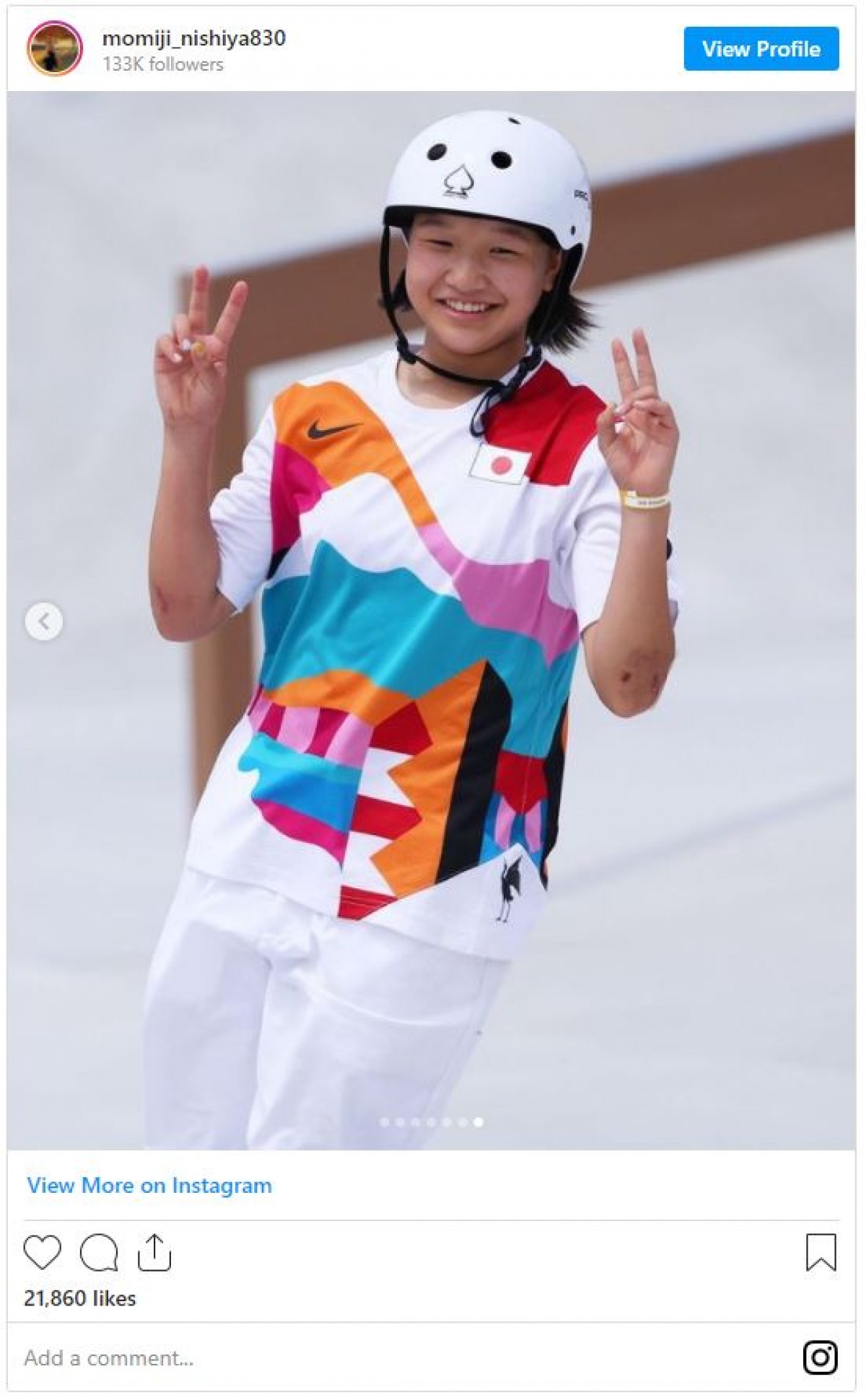 ＜東京2020＞スケボー・西矢椛、金メダル後インスタ初投稿「人生で一番の幸せな瞬間」