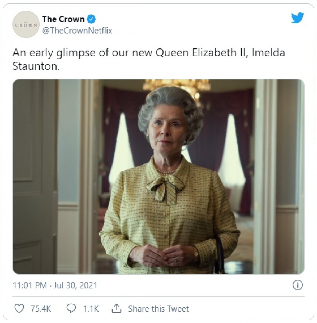 『ザ・クラウン』イメルダ・スタウントン演じるエリザベス女王を初公開