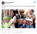 40歳の誕生日を迎えたメーガン妃を祝福　※「The Royal Family」ツイッター