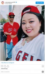 渡辺直美、ベースボールコーデで大谷翔平の試合を観戦　※「渡辺直美」インスタグラム