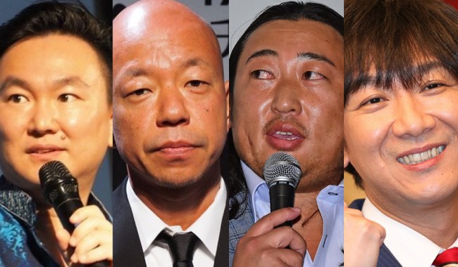『キングオブコント2021』新たな審査員となった(左から)かまいたち山内健司・バイきんぐ小峠英二・ロバート秋山竜次・東京03飯塚悟志