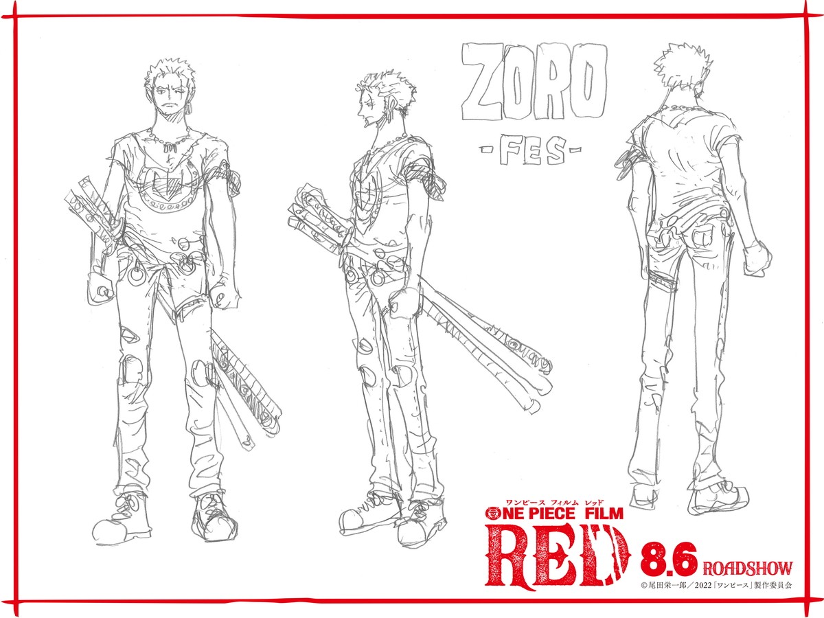 『ONE PIECE FILM RED』尾田栄一郎描きおろし“フェス衣裳”キャラ設定画を一挙解禁