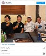 （左から）石井裕也監督、松坂大輔、上地雄輔、上野由岐子　※「上地雄輔」インスタグラム