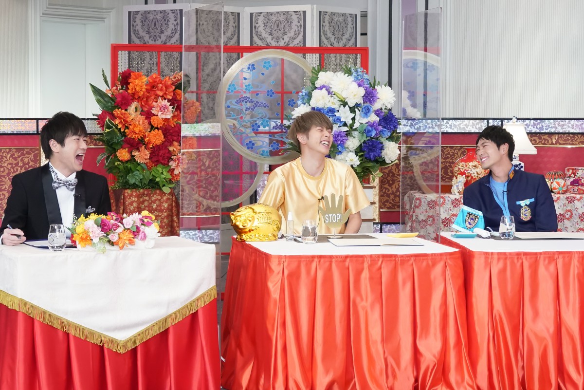 16日放送『ぐるぐるナインティナイン』(日本テレビ系)「ゴチになります!22」に出演する(左から)羽鳥慎一、増田貴久、松下洸平