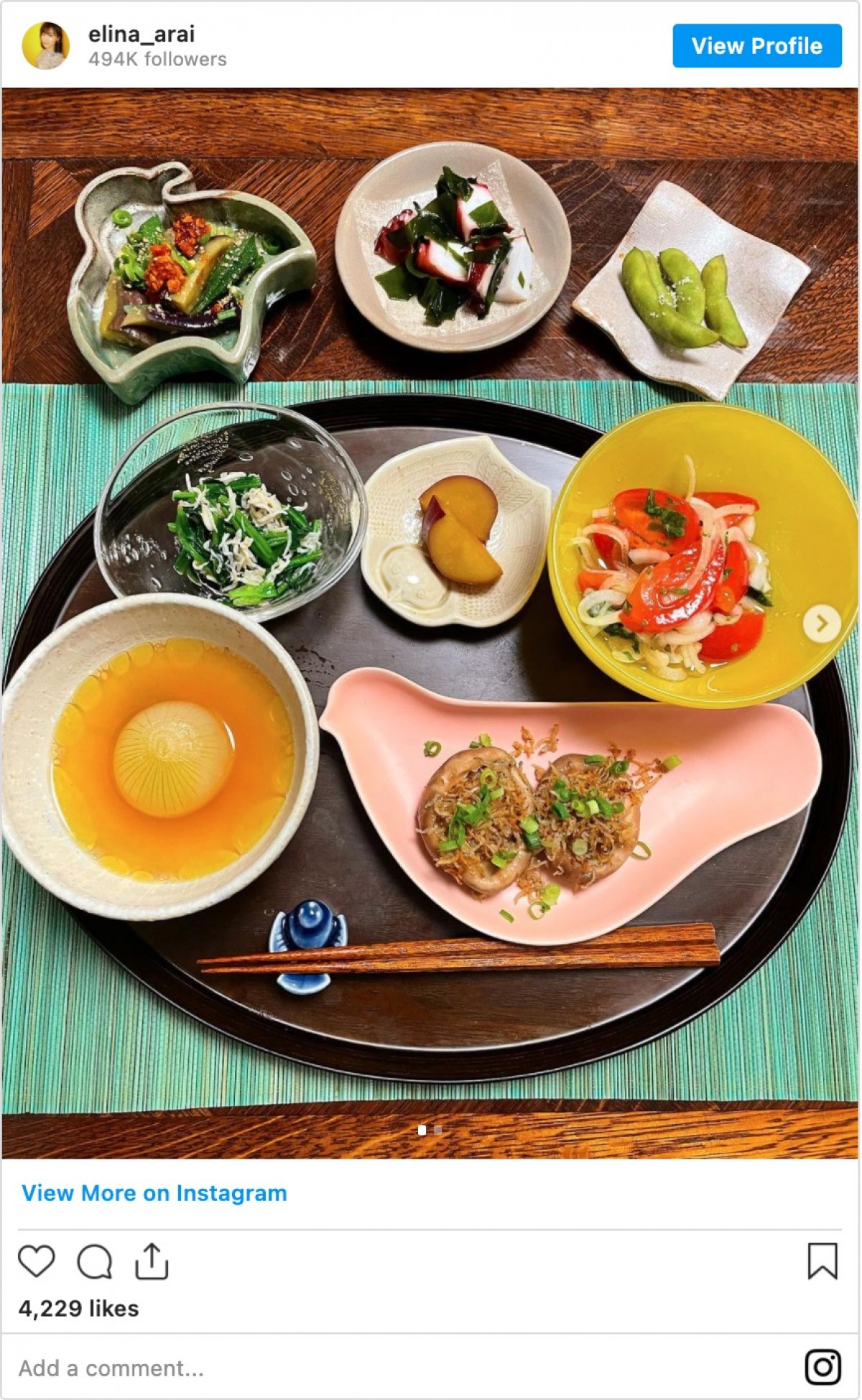 新井恵理那、色鮮やかな手料理を披露　「料理上手」「旅館の朝食みたい」