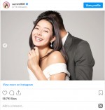 結婚＆妊娠を報告したすみれ　※「すみれ」インスタグラム