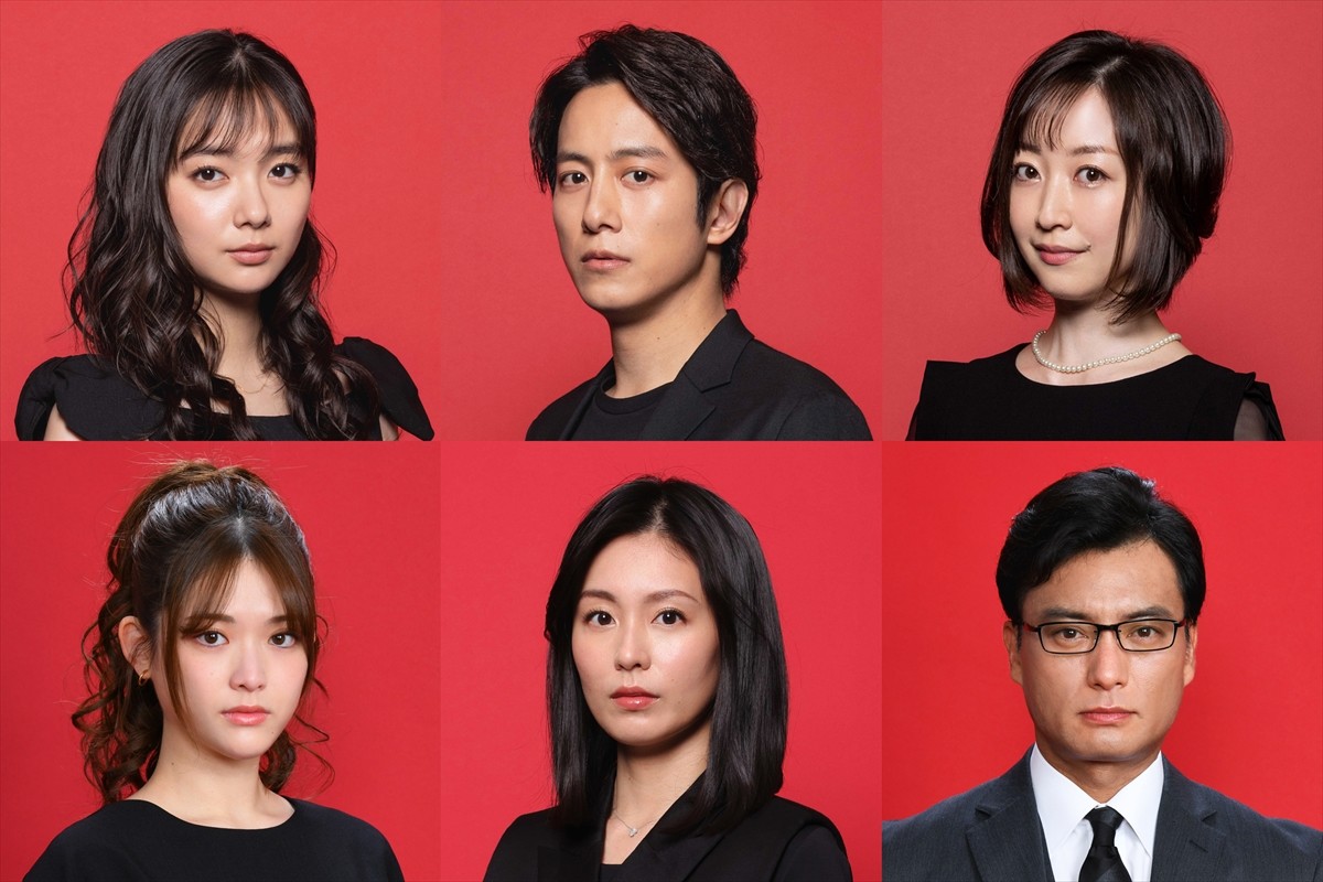ドラマ『愛しい嘘~優しい闇~』に出演する(上段左から)新川優愛、溝端淳平、黒川智花、(下段左から)松村沙友理、本仮屋ユイカ、徳重聡
