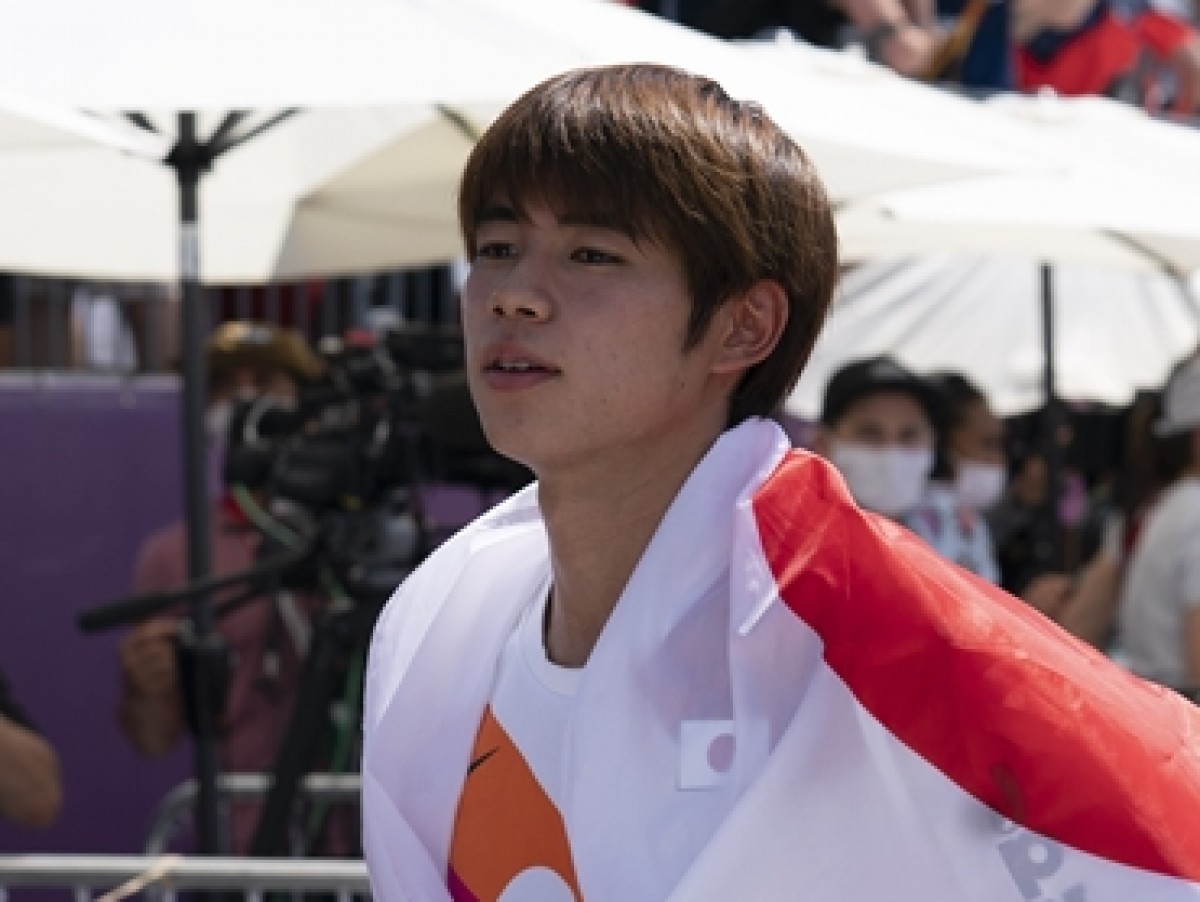 ＜東京2020＞スケートボード男子ストリートで金メダルを獲得した堀米雄斗