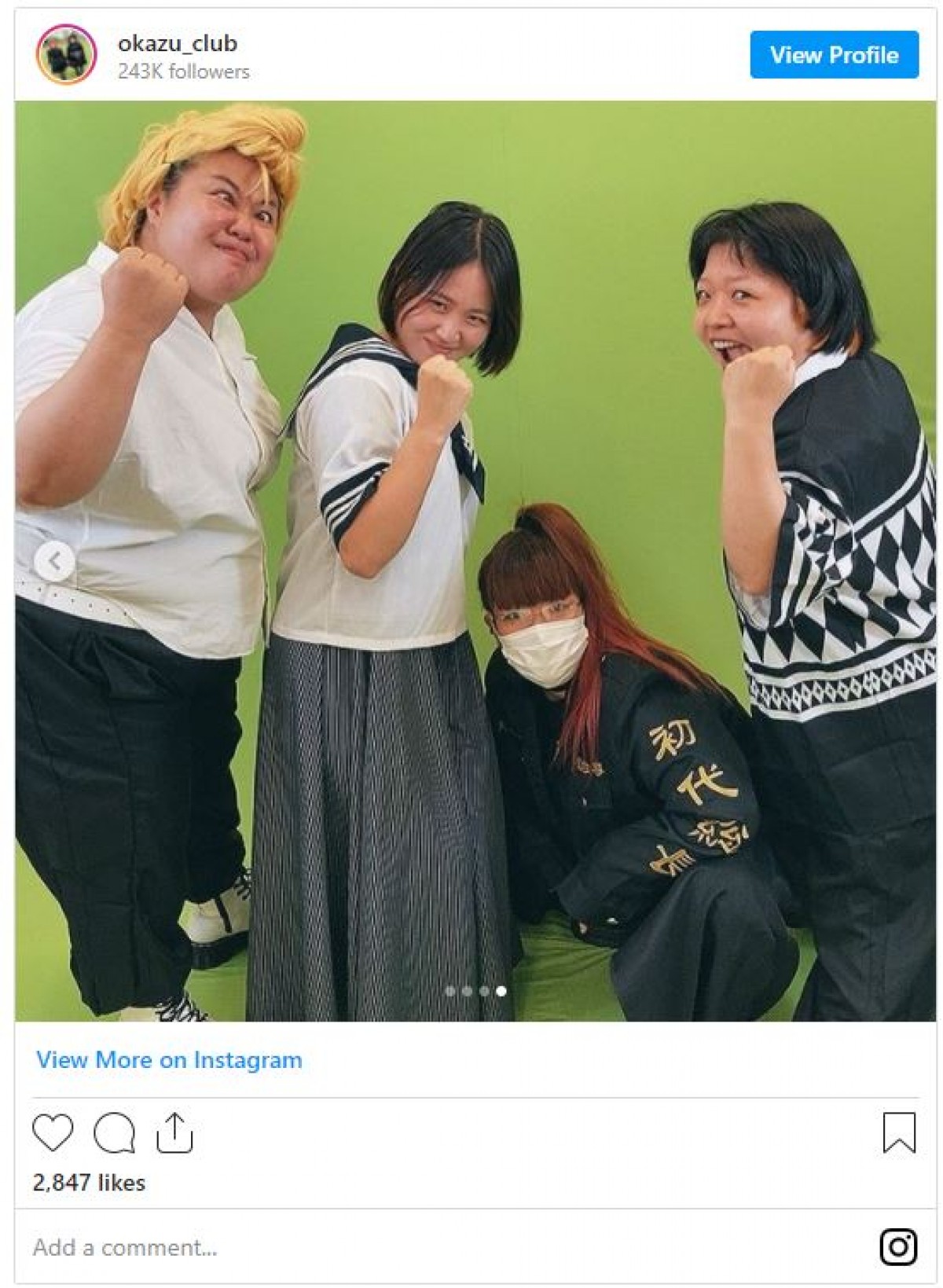 おかずクラブ、特攻服＆ボンタンの“東京リベンジャーズ”コスプレに反響「迫力ある」