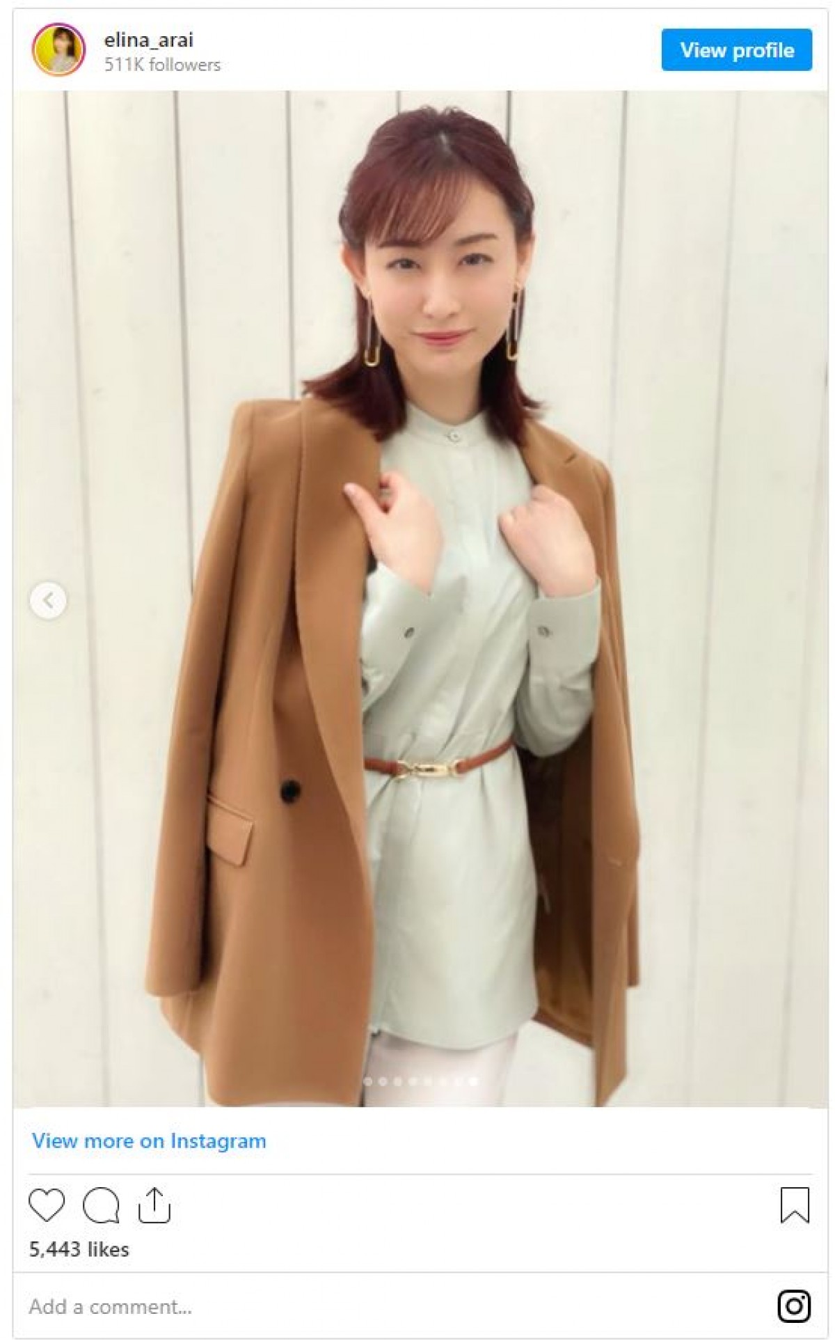 新井恵理那、エレガントなドレス姿から部屋着風ゆったりコーデまで　モデル活動中のショットに反響