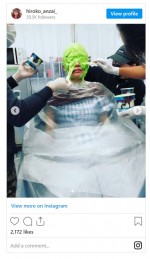 安西ひろこ、特殊メイクの“整形姿”　※「安西ひろこ」インスタグラム