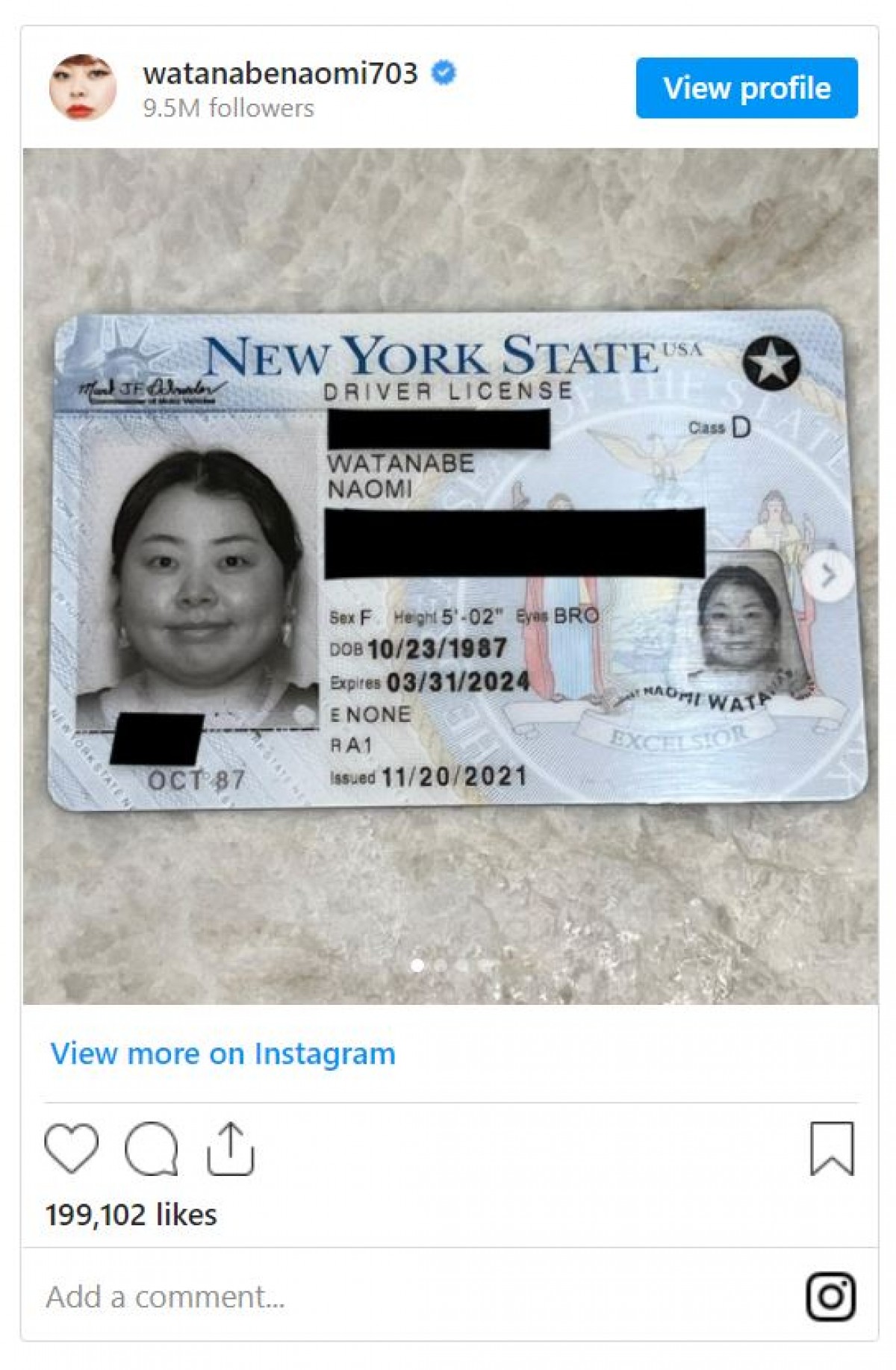 渡辺直美、NY免許証ゲットも…証明写真に「絶望」「令和とは思えない」