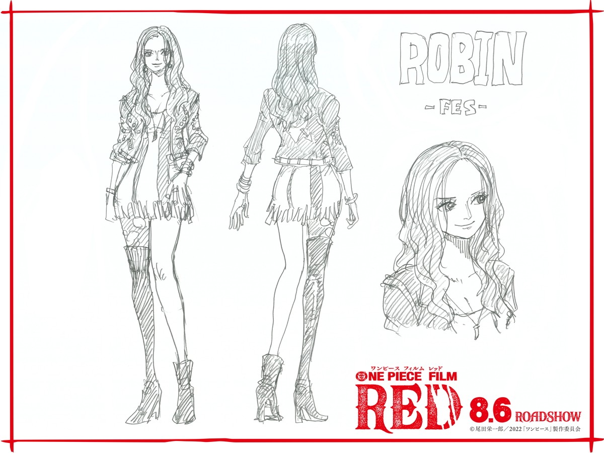 『ONE PIECE FILM RED』尾田栄一郎描きおろし“フェス衣裳”キャラ設定画を一挙解禁